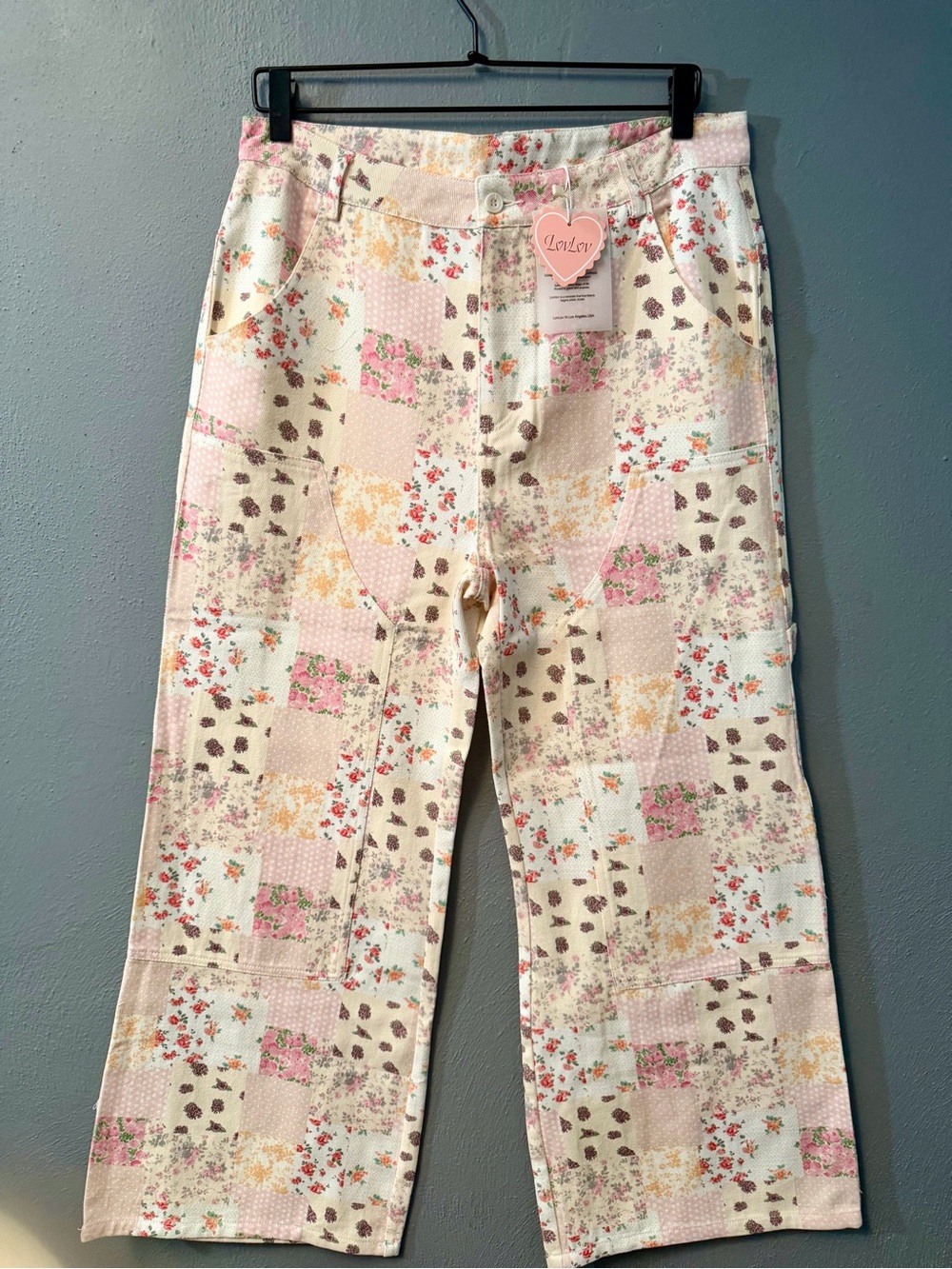 LovLov Pink & Cream Patchwork Straight Leg Jeans